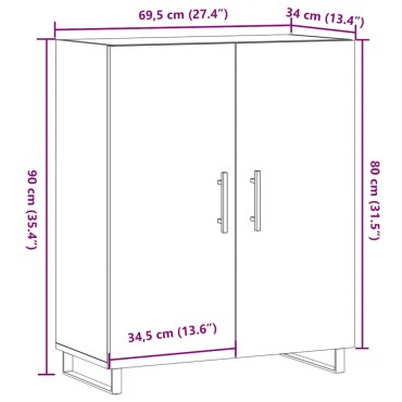 vidaXL Ντουλάπι τεχνίτης Δρυς 69,5x34x90cm Επεξεργασμένο Ξύλο 1 τεμ.