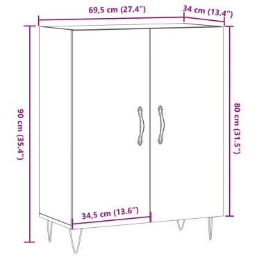 vidaXL Ντουλάπι τεχνίτης Δρυς 69,5x34x90cm Επεξεργασμένο Ξύλο 1 τεμ.