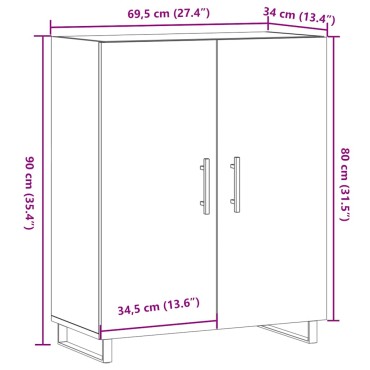 vidaXL Συρταριέρα Παλιό Ξύλο 69,5x34x90cm από Επεξεργασμένο Ξύλο 1 τεμ.