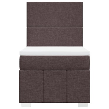 vidaXL Κρεβάτι Boxspring με Στρώμα Σκούρο Καφέ 90x200 εκ. Υφασμάτινο