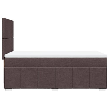 vidaXL Κρεβάτι Boxspring με Στρώμα Σκούρο Καφέ 90x200 εκ. Υφασμάτινο
