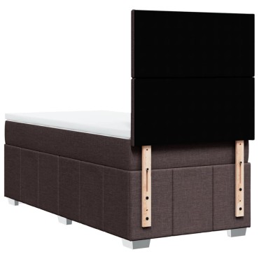 vidaXL Κρεβάτι Boxspring με Στρώμα Σκούρο Καφέ 90x200 εκ. Υφασμάτινο