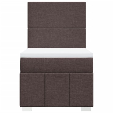 vidaXL Κρεβάτι Boxspring με Στρώμα Σκούρο Καφέ 90x200 εκ. Υφασμάτινο
