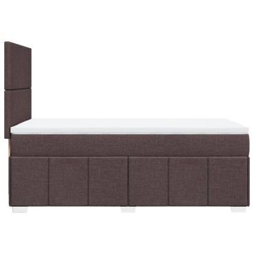 vidaXL Κρεβάτι Boxspring με Στρώμα Σκούρο Καφέ 90x200 εκ. Υφασμάτινο