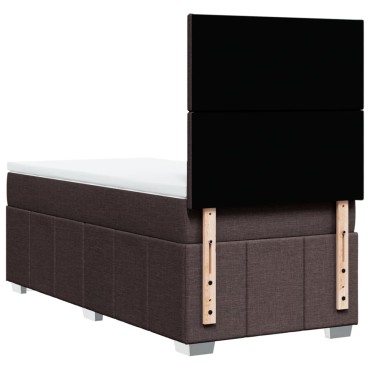 vidaXL Κρεβάτι Boxspring με Στρώμα Σκούρο Καφέ 90x200 εκ. Υφασμάτινο