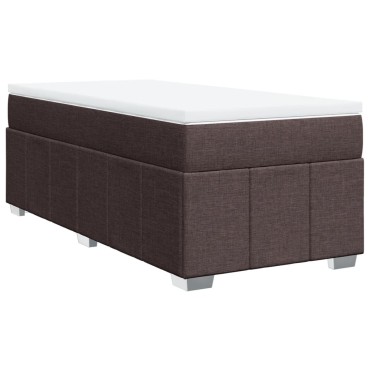 vidaXL Κρεβάτι Boxspring με Στρώμα Σκούρο Καφέ 90x200 εκ. Υφασμάτινο