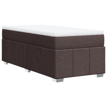 vidaXL Κρεβάτι Boxspring με Στρώμα Σκούρο Καφέ 90x200 εκ. Υφασμάτινο