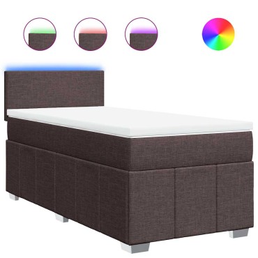 vidaXL Κρεβάτι Boxspring με Στρώμα Σκούρο Καφέ 90x200 εκ. Υφασμάτινο