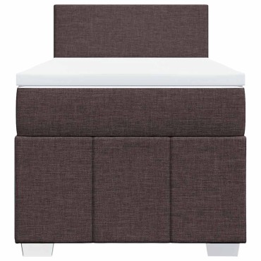 vidaXL Κρεβάτι Boxspring με Στρώμα Σκούρο Καφέ 90x200 εκ. Υφασμάτινο