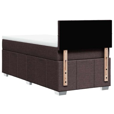 vidaXL Κρεβάτι Boxspring με Στρώμα Σκούρο Καφέ 90x200 εκ. Υφασμάτινο