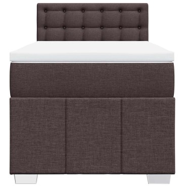 vidaXL Κρεβάτι Boxspring με Στρώμα Σκούρο Καφέ 90x200 εκ. Υφασμάτινο