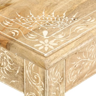 vidaXL Τραπέζι με Χειροπ. Λεπτομέρειες 110x50x45cm Μασίφ Ξύλο Μάνγκο 1 τεμ.