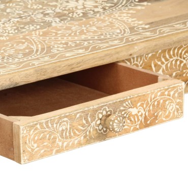 vidaXL Τραπέζι με Χειροπ. Λεπτομέρειες 110x50x45cm Μασίφ Ξύλο Μάνγκο 1 τεμ.