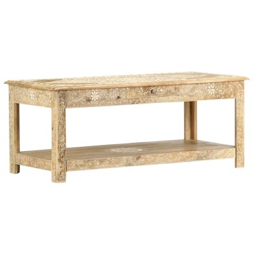 vidaXL Τραπέζι με Χειροπ. Λεπτομέρειες 110x50x45cm Μασίφ Ξύλο Μάνγκο 1 τεμ.
