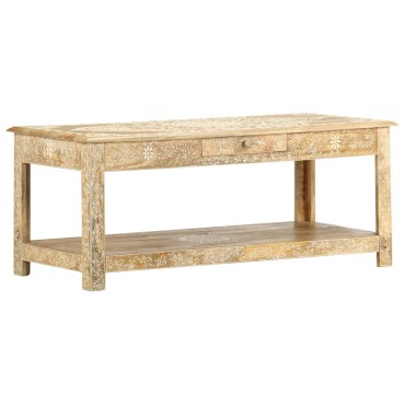 vidaXL Τραπέζι με Χειροπ. Λεπτομέρειες 110x50x45cm Μασίφ Ξύλο Μάνγκο 1 τεμ.