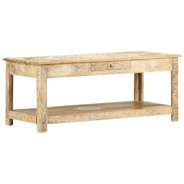 vidaXL Τραπέζι με Χειροπ. Λεπτομέρειες 110x50x45cm Μασίφ Ξύλο Μάνγκο 1 τεμ.