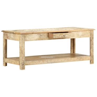 vidaXL Τραπέζι με Χειροπ. Λεπτομέρειες 110x50x45cm Μασίφ Ξύλο Μάνγκο 1 τεμ.