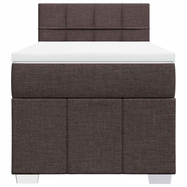 vidaXL Κρεβάτι Boxspring με Στρώμα Σκούρο Καφέ 90x200 εκ. Υφασμάτινο