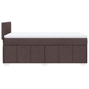 vidaXL Κρεβάτι Boxspring με Στρώμα Σκούρο Καφέ 90x200 εκ. Υφασμάτινο