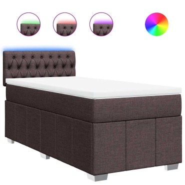 vidaXL Κρεβάτι Boxspring με Στρώμα Σκούρο Καφέ 90x200 εκ. Υφασμάτινο