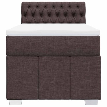 vidaXL Κρεβάτι Boxspring με Στρώμα Σκούρο Καφέ 90x200 εκ. Υφασμάτινο
