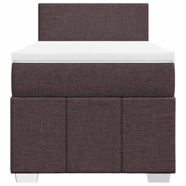 vidaXL Κρεβάτι Boxspring με Στρώμα Σκούρο Καφέ 90x200 εκ. Υφασμάτινο