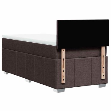 vidaXL Κρεβάτι Boxspring με Στρώμα Σκούρο Καφέ 90x200 εκ. Υφασμάτινο