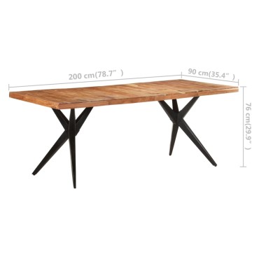vidaXL Τραπεζαρία 200x90x76cm από Μασίφ Ξύλο Ακακίας 1 τεμ.