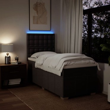 vidaXL Κρεβάτι Boxspring με Στρώμα Σκούρο Καφέ 90x200 εκ. Υφασμάτινο