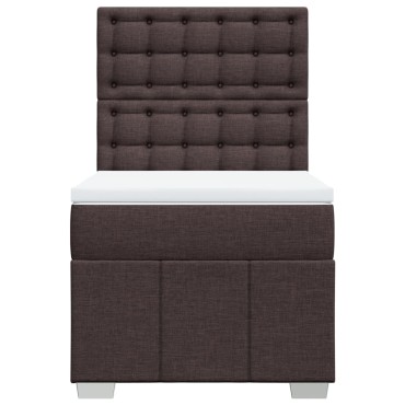 vidaXL Κρεβάτι Boxspring με Στρώμα Σκούρο Καφέ 90x200 εκ. Υφασμάτινο
