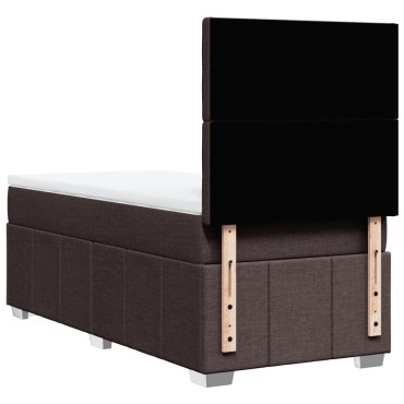 vidaXL Κρεβάτι Boxspring με Στρώμα Σκούρο Καφέ 90x200 εκ. Υφασμάτινο
