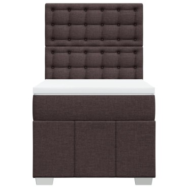 vidaXL Κρεβάτι Boxspring με Στρώμα Σκούρο Καφέ 90x200 εκ. Υφασμάτινο