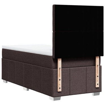 vidaXL Κρεβάτι Boxspring με Στρώμα Σκούρο Καφέ 90x200 εκ. Υφασμάτινο
