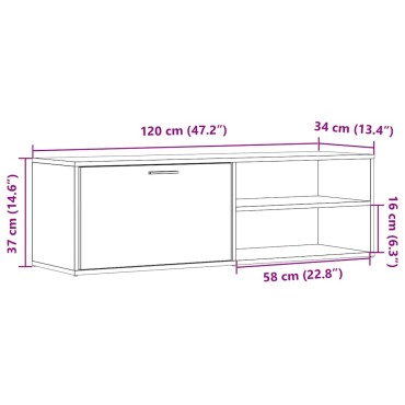 vidaXL Έπιπλο Τηλεόρασης Παλιό Ξύλο 120x34x37cm από Μοριοσανίδα