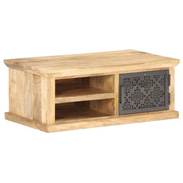 vidaXL Τραπεζάκι Σαλονιού με Πόρτα 90x50x35cm από Μασίφ Ξύλο Μάνγκο 1 τεμ.