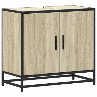 vidaXL Ντουλάπι Νιπτήρα Μπάνιου Sonoma Δρυς 65x33x60cm Επεξ. Ξύλο 1 τεμ.