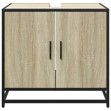 vidaXL Ντουλάπι Νιπτήρα Μπάνιου Sonoma Δρυς 65x33x60cm Επεξ. Ξύλο 1 τεμ.