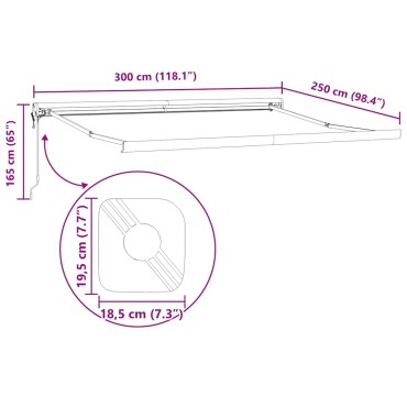 vidaXL Τέντα Πτυσσόμενη Αυτόματη Μπορντό 300x250 εκ.