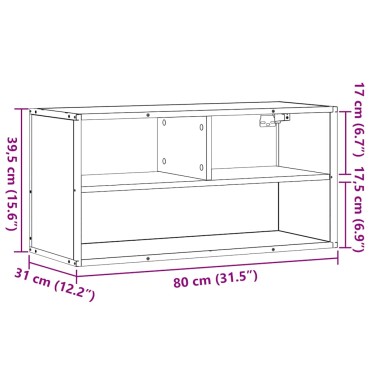vidaXL Έπιπλο Τηλεόρασης Καπνιστή Δρυς 80x31x39,5cm Επεξ.Ξύλο/Μέταλλο