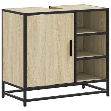 vidaXL Ντουλάπι Νιπτήρα Μπάνιου Sonoma Δρυς 65x33x60cm Επεξ. Ξύλο 1 τεμ.