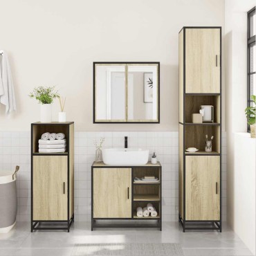 vidaXL Ντουλάπι Νιπτήρα Μπάνιου Sonoma Δρυς 65x33x60cm Επεξ. Ξύλο 1 τεμ.