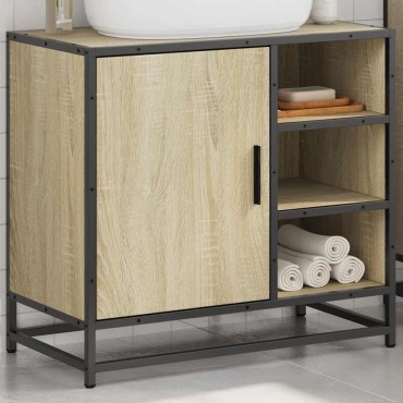 vidaXL Ντουλάπι Νιπτήρα Μπάνιου Sonoma Δρυς 65x33x60cm Επεξ. Ξύλο 1 τεμ.
