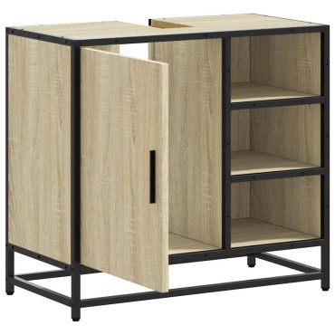 vidaXL Ντουλάπι Νιπτήρα Μπάνιου Sonoma Δρυς 65x33x60cm Επεξ. Ξύλο 1 τεμ.