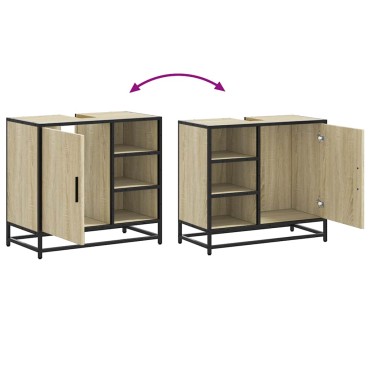 vidaXL Ντουλάπι Νιπτήρα Μπάνιου Sonoma Δρυς 65x33x60cm Επεξ. Ξύλο 1 τεμ.
