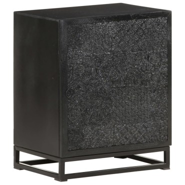 vidaXL Κομοδίνο μαύρο 40x30x50cm Μασίφ Ξύλο Ακακίας και Μάνγκο 1 τεμ.