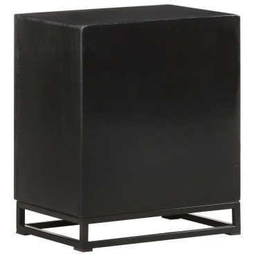 vidaXL Κομοδίνο μαύρο 40x30x50cm Μασίφ Ξύλο Ακακίας και Μάνγκο 1 τεμ.