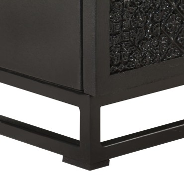 vidaXL Κομοδίνο μαύρο 40x30x50cm Μασίφ Ξύλο Ακακίας και Μάνγκο 1 τεμ.