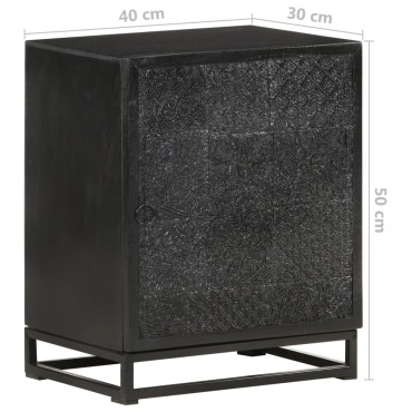 vidaXL Κομοδίνο μαύρο 40x30x50cm Μασίφ Ξύλο Ακακίας και Μάνγκο 1 τεμ.