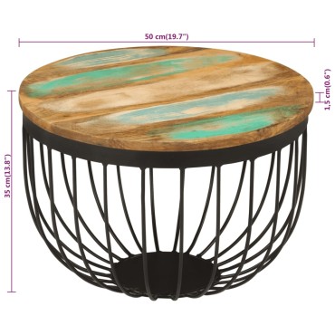 vidaXL Τραπεζάκι Σαλονιού 50x35cm Μασίφ Ανακυκλωμένο Ξύλο & Ατσάλι 1 τεμ.