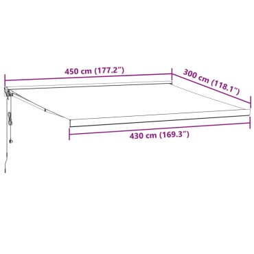 vidaXL Τέντα Πτυσσόμενη Ανθρακί και Λευκή 4,5x3μ. Ύφασμα και Αλουμίνιο